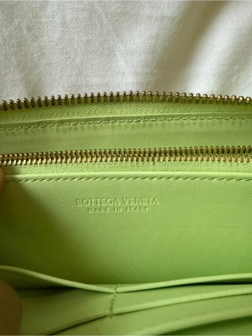 Bottega Veneta Lime Green Intrecciato Zip Wallet